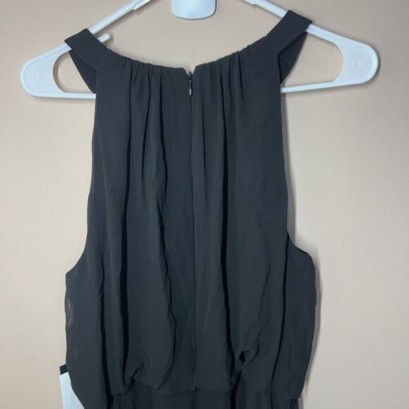NWT ADRIANNA PAPELL Jersey Chiffon-Overlay Jumpsuit Black Sz 12 $179 On Tag - Picture 6 of 10